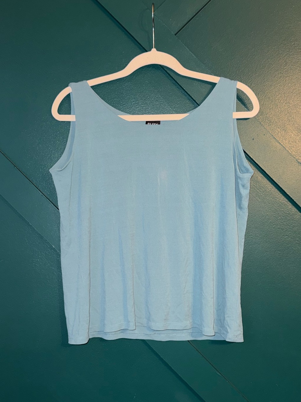Eileen Fisher Silk Light Blue Women's Sleeveless Scoop Neck Tank Top